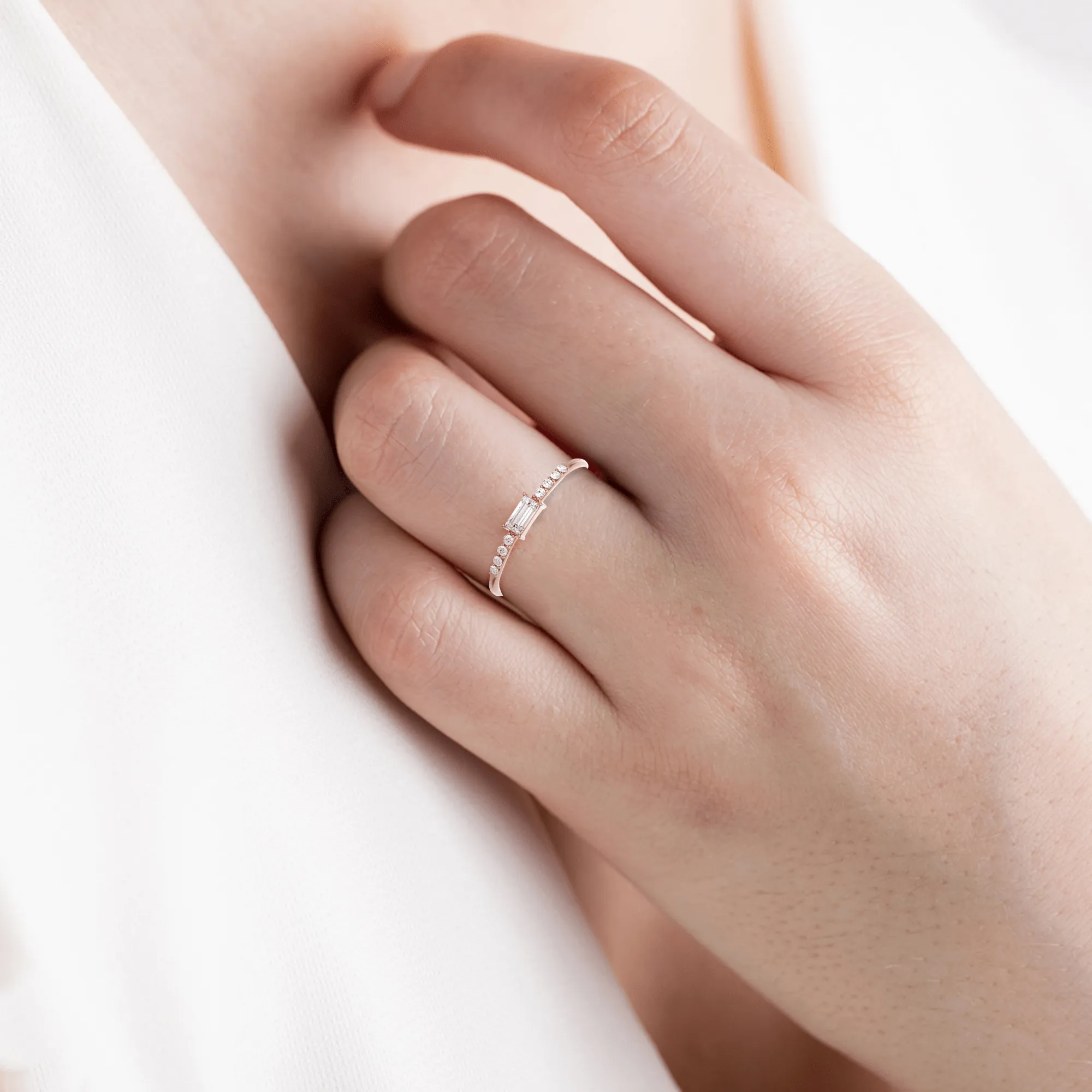 1/6 ctw Emerald-Cut Lab Grown Diamond Ring