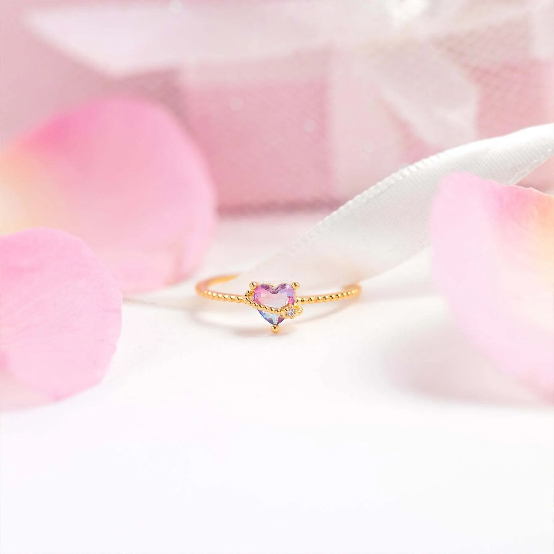 Chic Sweet Floral Butterfly Bear Heart Ring