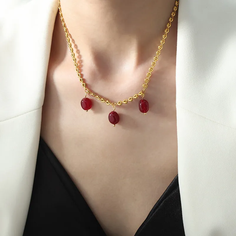 Elegant Gold-Plated Lapis Lazuli Agate Pendant Necklace for Women