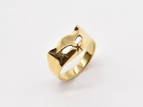 Gold Cat Ring - Cat Lover Ring - Gold Animal Ring