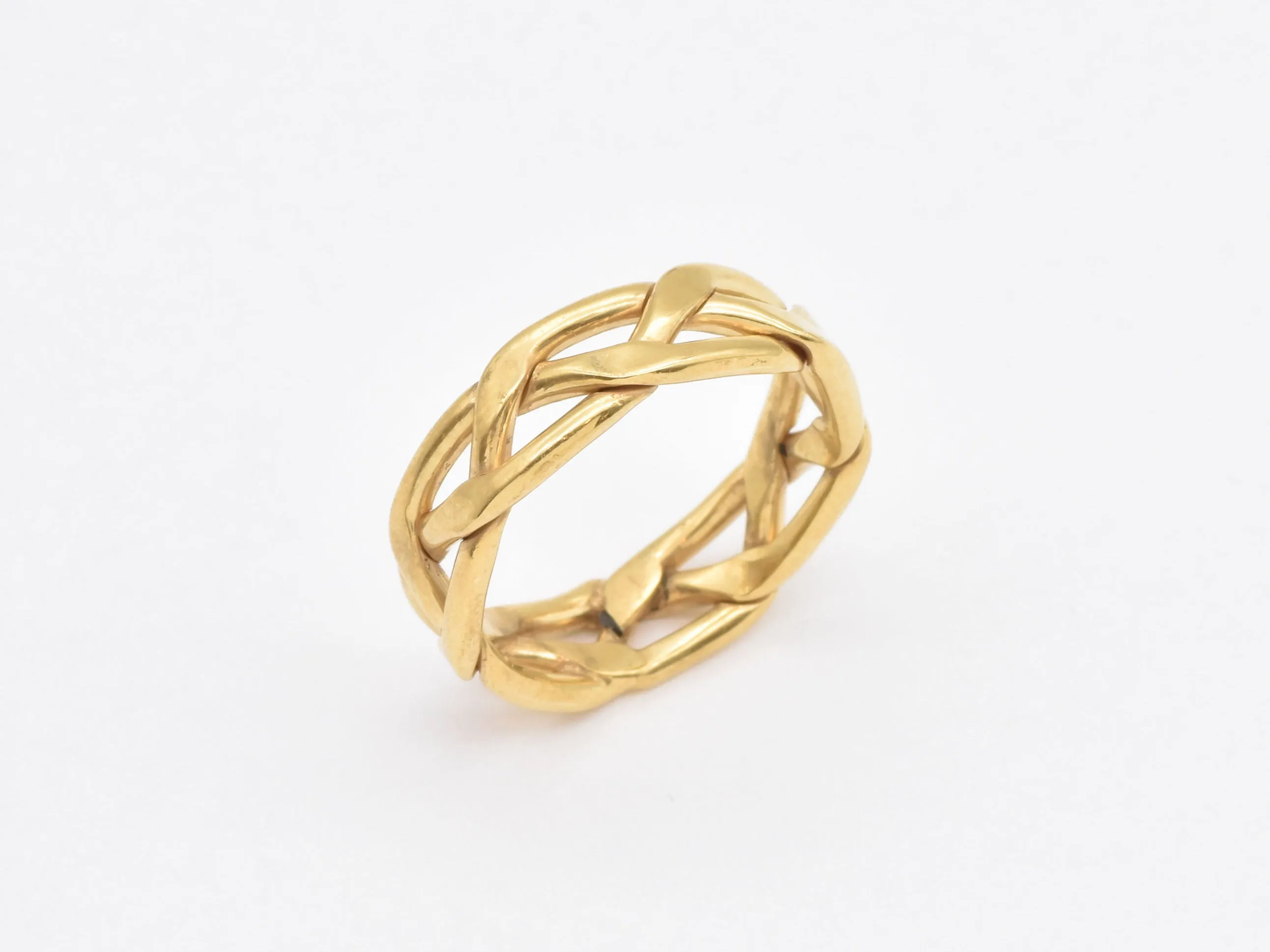 Gold Chain Ring - Gold Braided Ring, Chain Link Ring