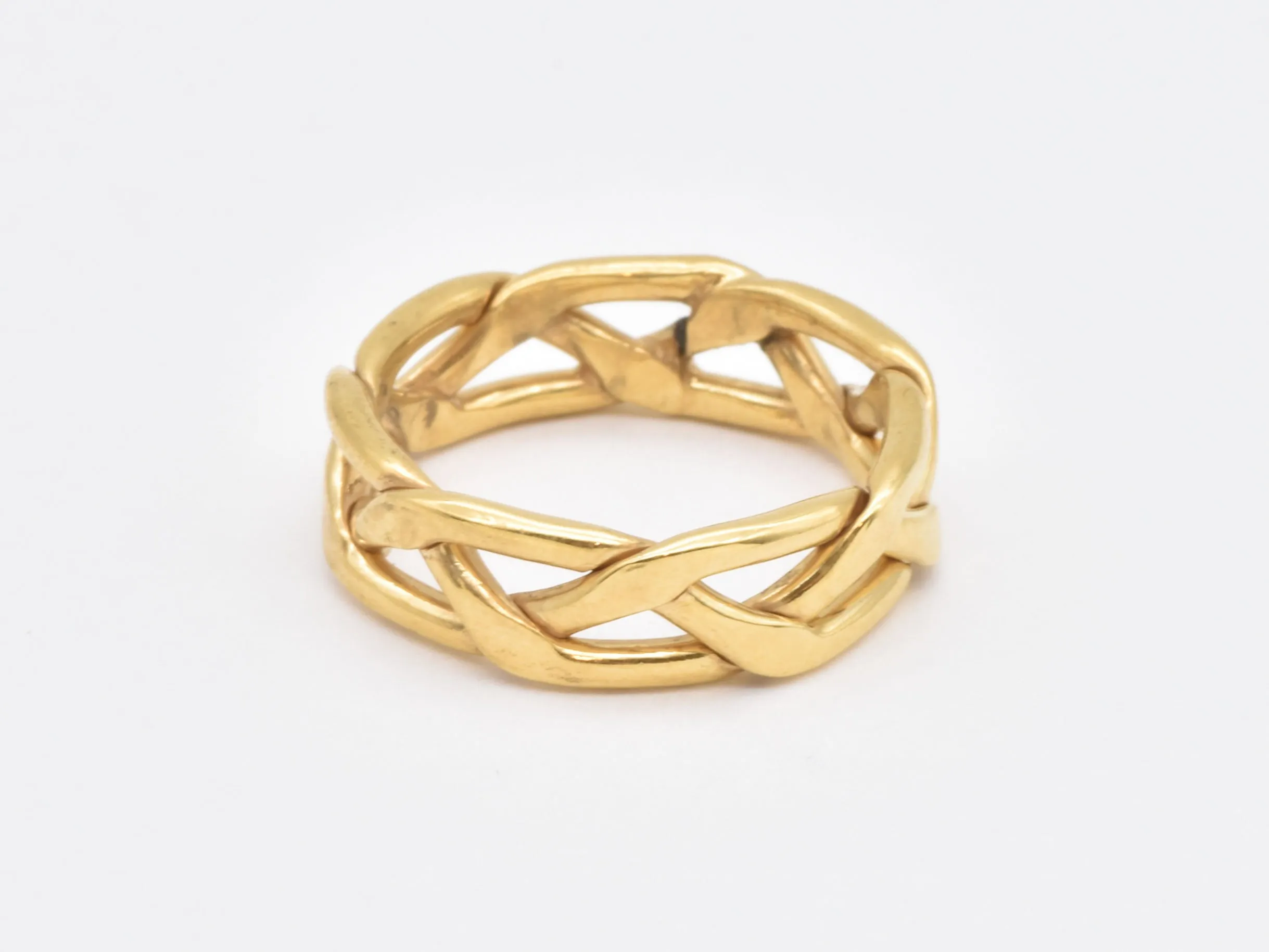 Gold Chain Ring - Gold Braided Ring, Chain Link Ring