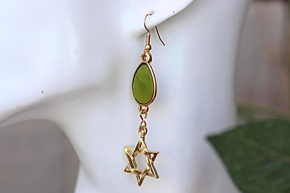 Green Enamel Earring