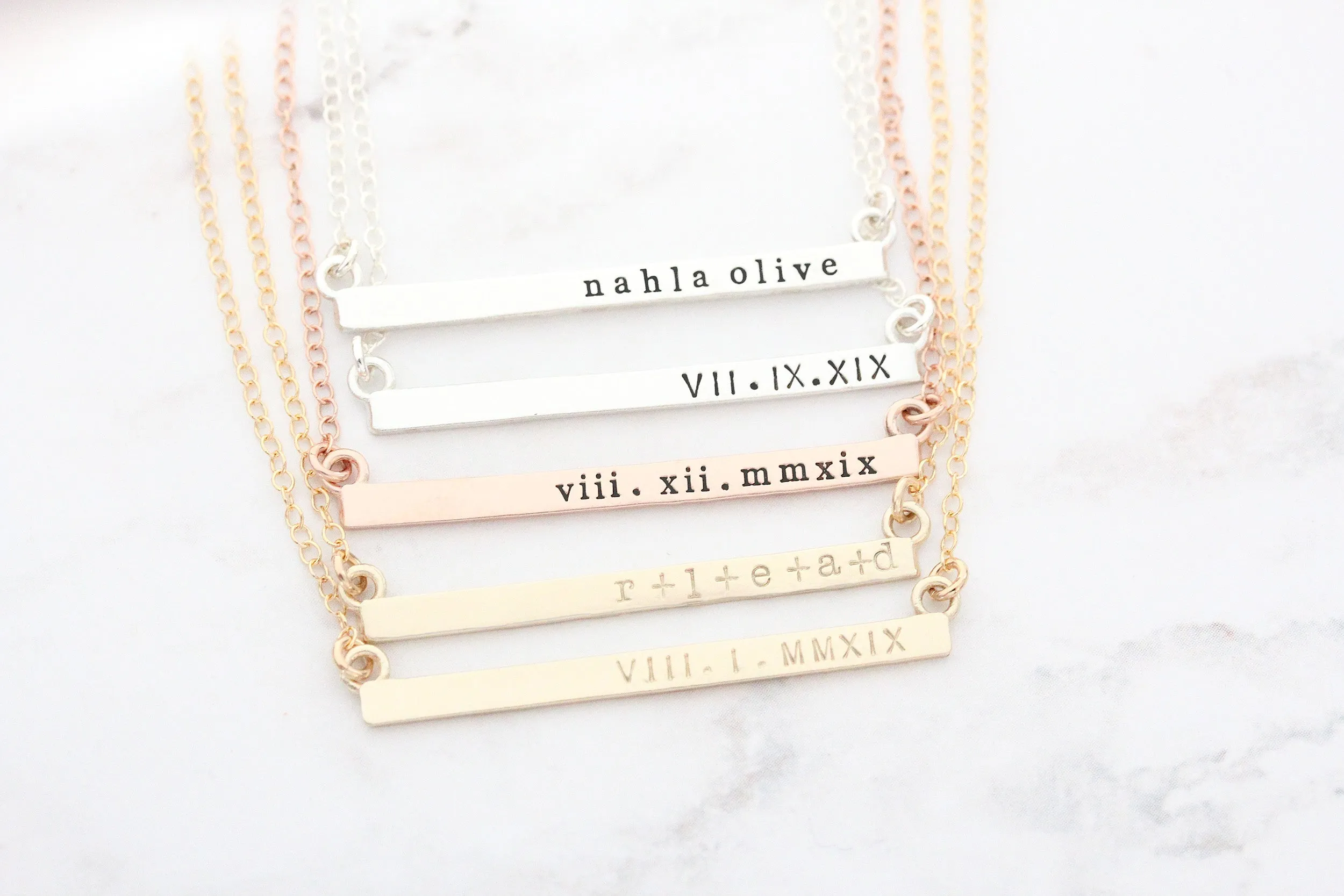horizontal bar necklace { sterling silver }
