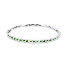 LaViano Fashion 14K White Gold Emerald and Diamond Bracelet