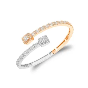 Moissanite Bracelet Womens Rose 2 Tone Bangle Sterling Silver