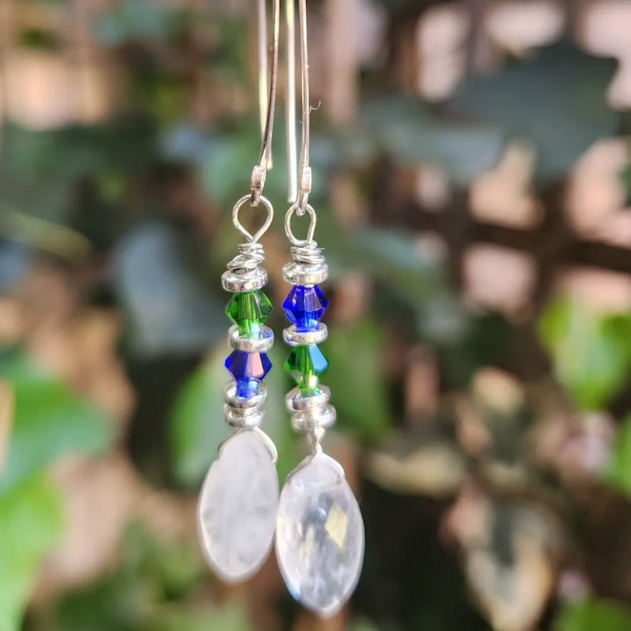 MOONSTONE CRYSTAL - HILLTRIBE HOOK EARRINGS