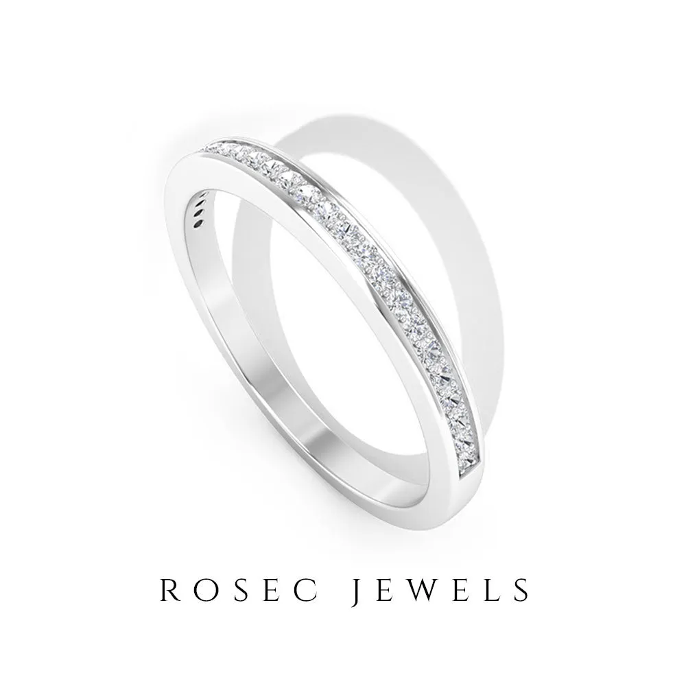 Pinpoint Set Natural Diamond Minimal Half Eternity Band Ring