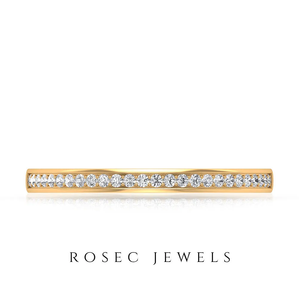 Pinpoint Set Natural Diamond Minimal Half Eternity Band Ring