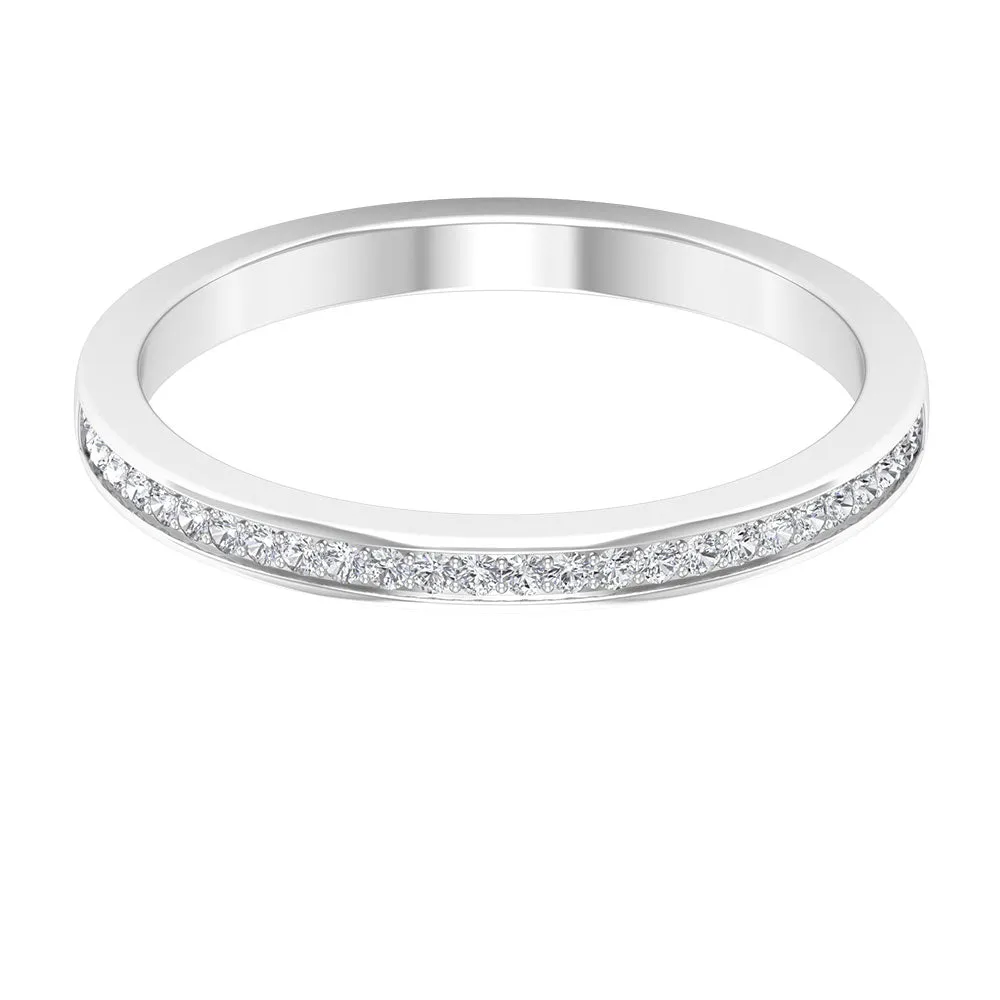 Pinpoint Set Natural Diamond Minimal Half Eternity Band Ring