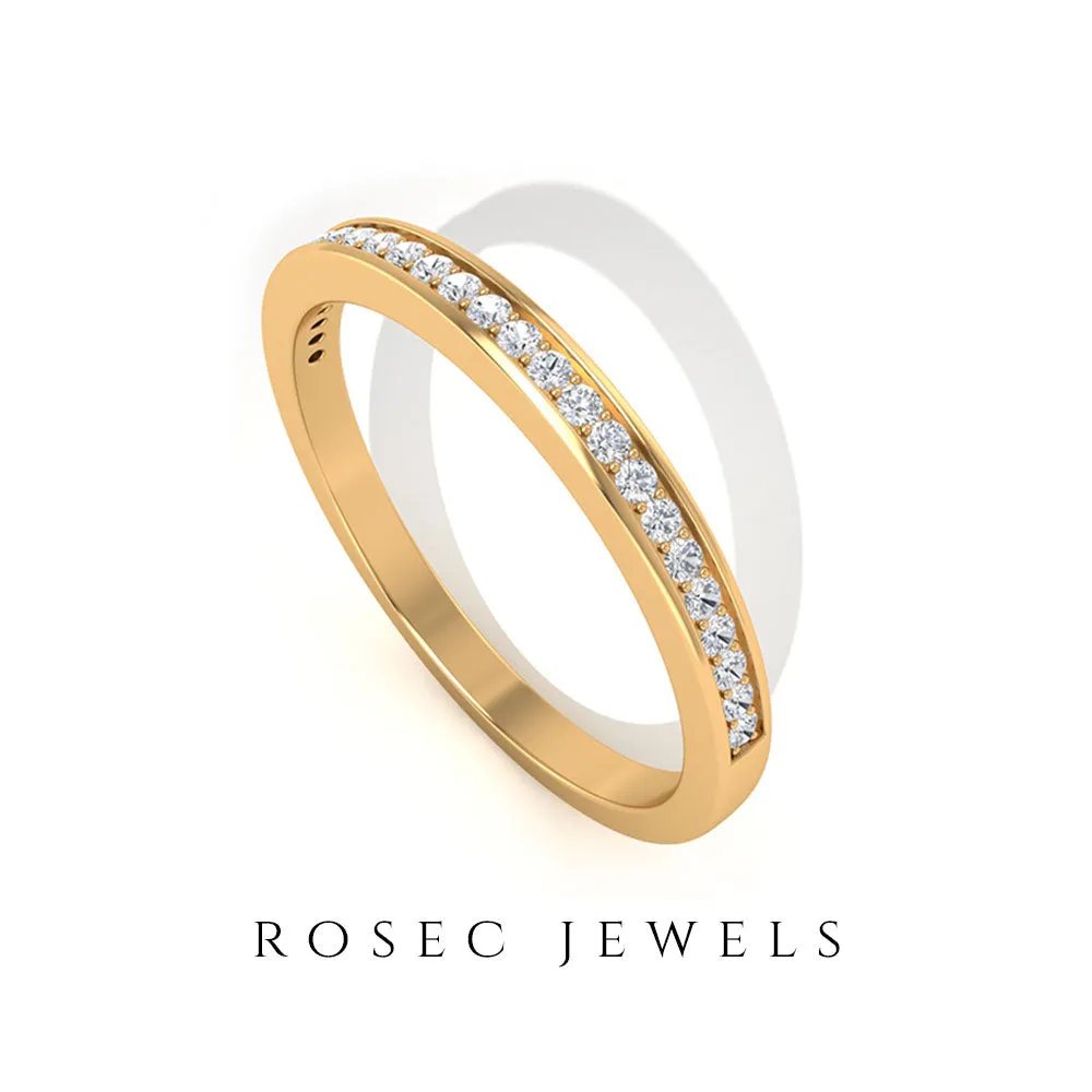 Pinpoint Set Natural Diamond Minimal Half Eternity Band Ring