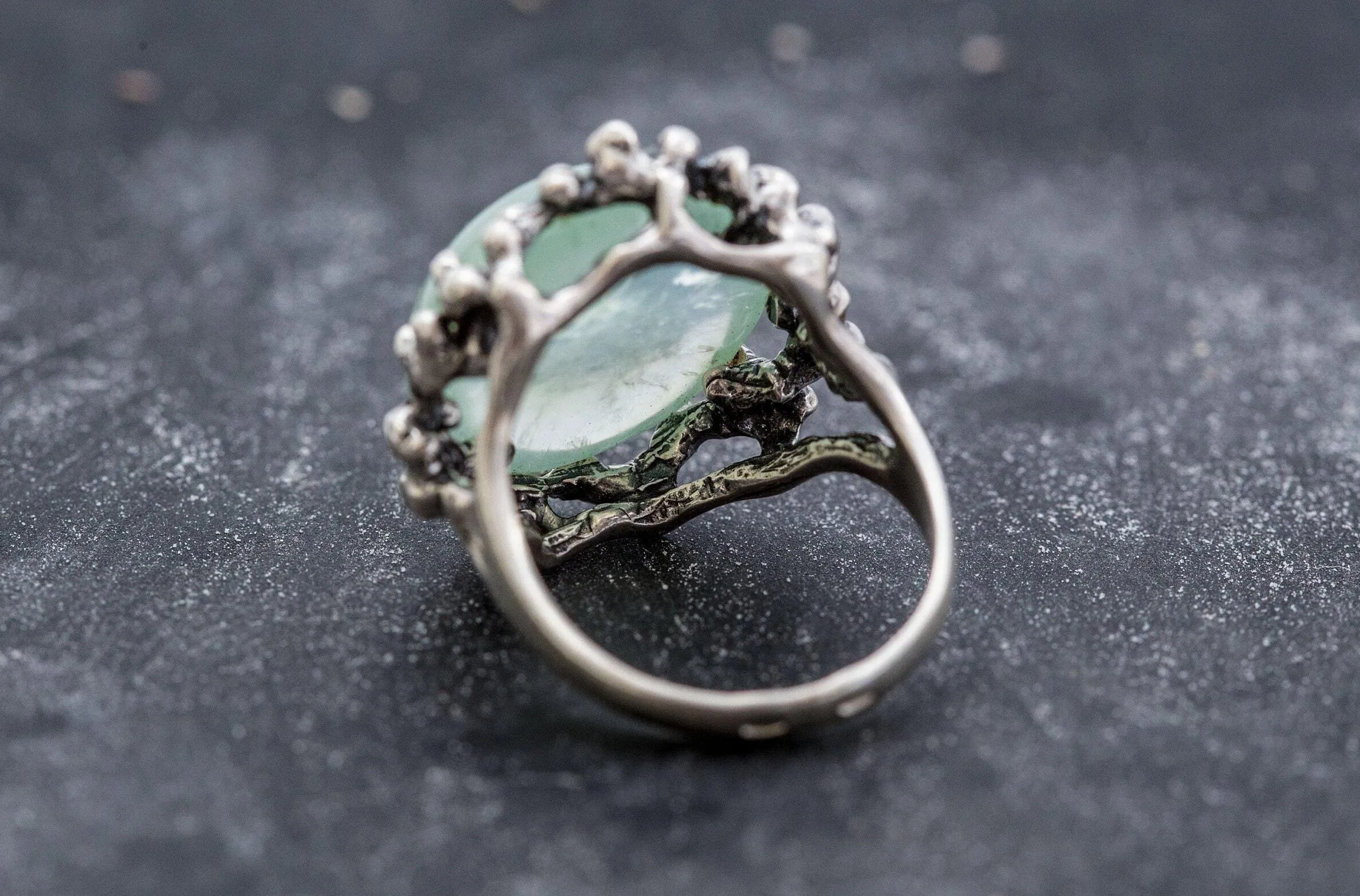 Prehnite Ring - Round Statement Ring - Vintage Prehnite Ring