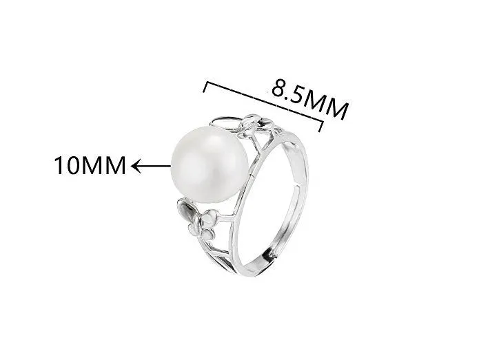 Ring Blank Pearl Setting 10mm 925 Solid Sterling Silver Bezel Flower Cup Adjustable For One Bead DIY Jewelry Finding Wholesale 1pc