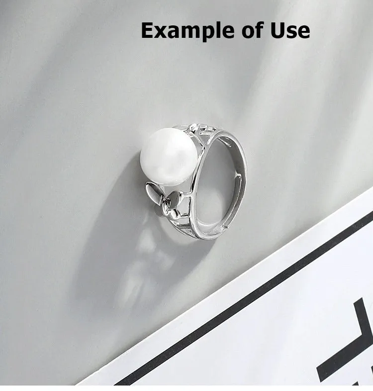 Ring Blank Pearl Setting 10mm 925 Solid Sterling Silver Bezel Flower Cup Adjustable For One Bead DIY Jewelry Finding Wholesale 1pc