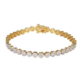 Sterling Silver Round Shape Cluster Bling Tennis Bracelet