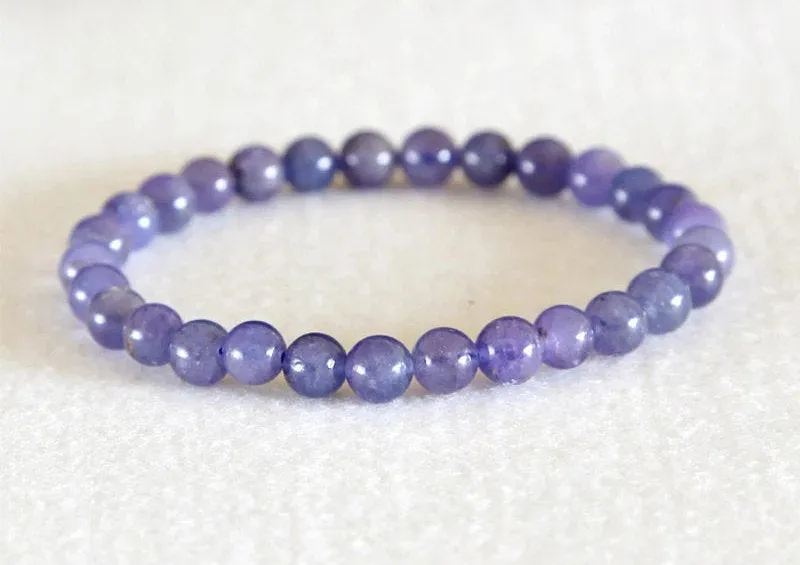 Tanzanite Bracelet, Natural Tanzanite Jewelry, 6mm Tanzanite Jewelry, Beaded Bracelet, Beads Bracelet, Gemstone December Birthstone Mala
