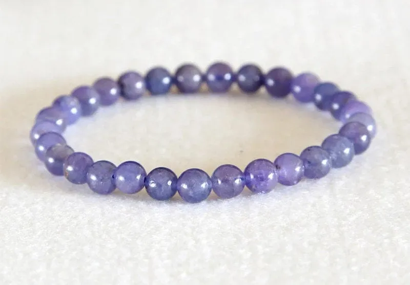 Tanzanite Bracelet, Natural Tanzanite Jewelry, 6mm Tanzanite Jewelry, Beaded Bracelet, Beads Bracelet, Gemstone December Birthstone Mala